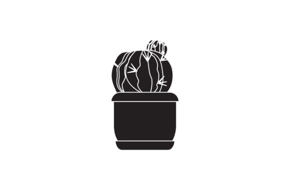 Cactus Floral Icon White Line Style Graphics Freebie
