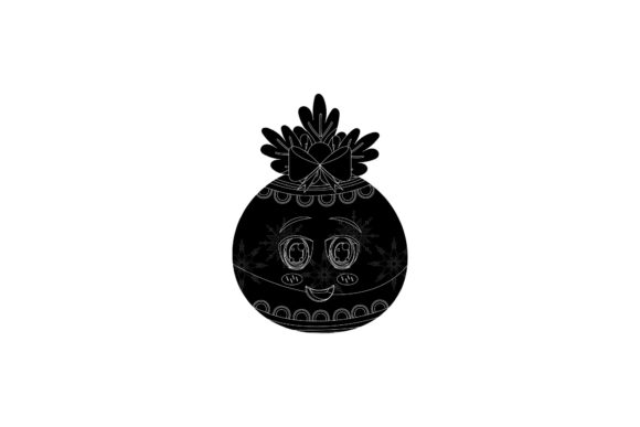 Christmas Ball Kawaii Decor Floral Black Graphics