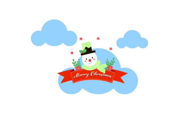 Christmas Flat Floral Banner Cloud Graphics & Illustrations