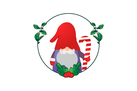 Gnome Character in Christmas Floral 02 - Graphics for Festive Illustrations