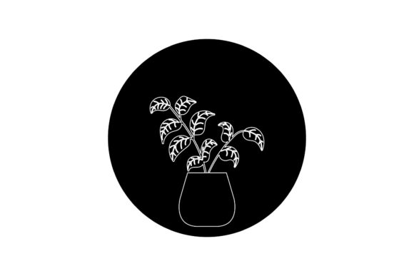 Green Floral Icon White Line Style for Web and Editorial Graphics